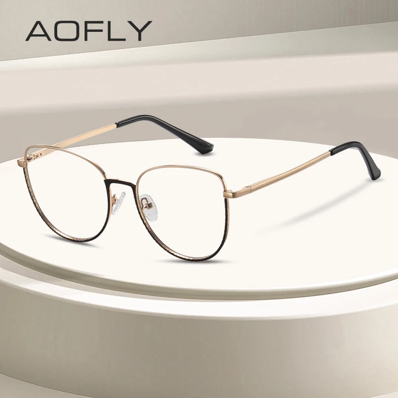 

AOFLY Computer Glasses For Women Anti Blue Light Glasses Female Eyeglass Frame No Diopter Spectacles Lady Cat Eye Eyewear UV400