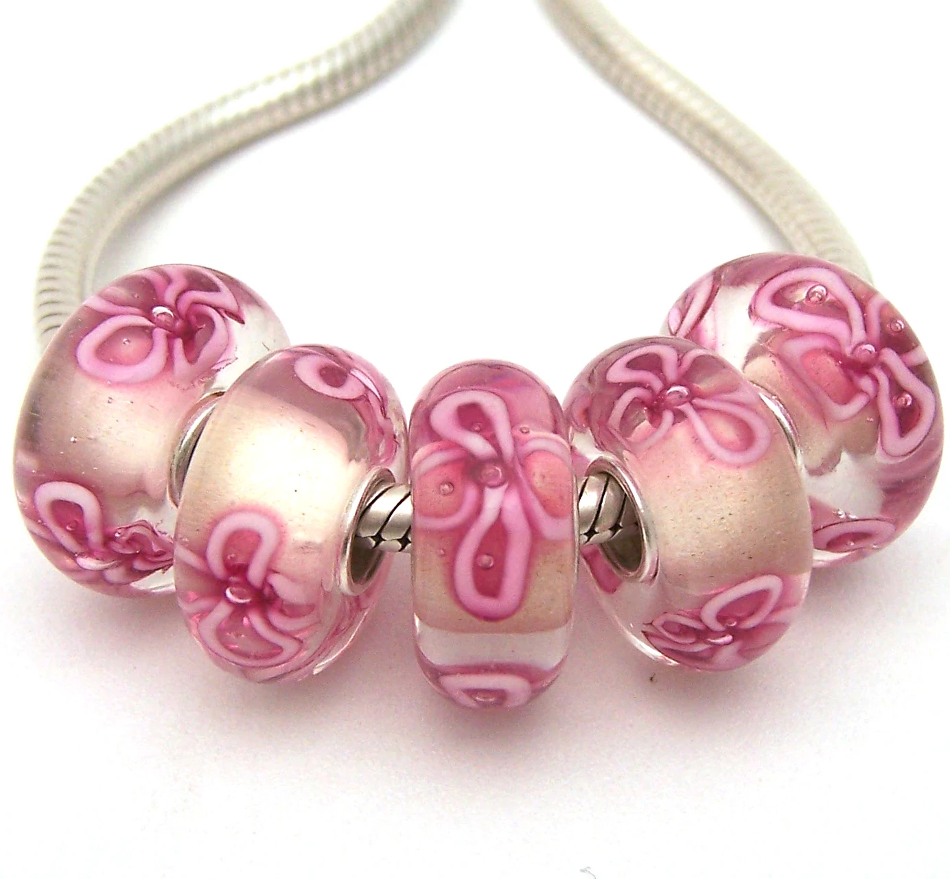 

Бусины из серебра 100% пробы с муранским стеклом