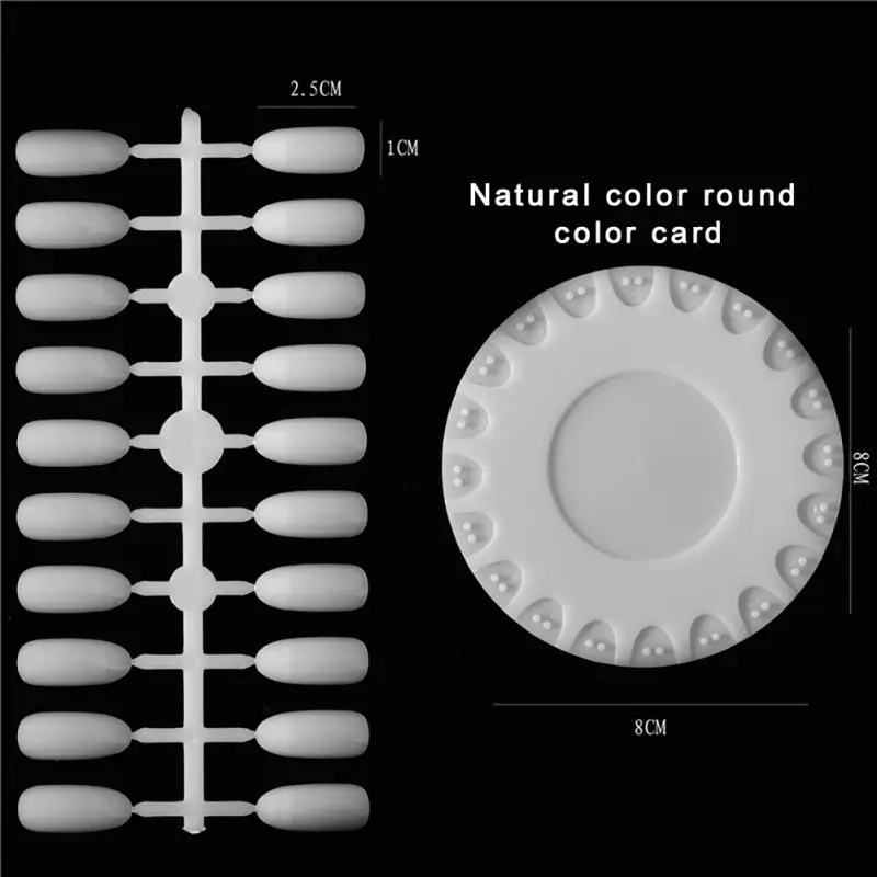 

20pc Color Card False Nail Tips Disc Transparent White Fake Nail Tips Nail Art Practice Display Design Tools Nail Art Detachable