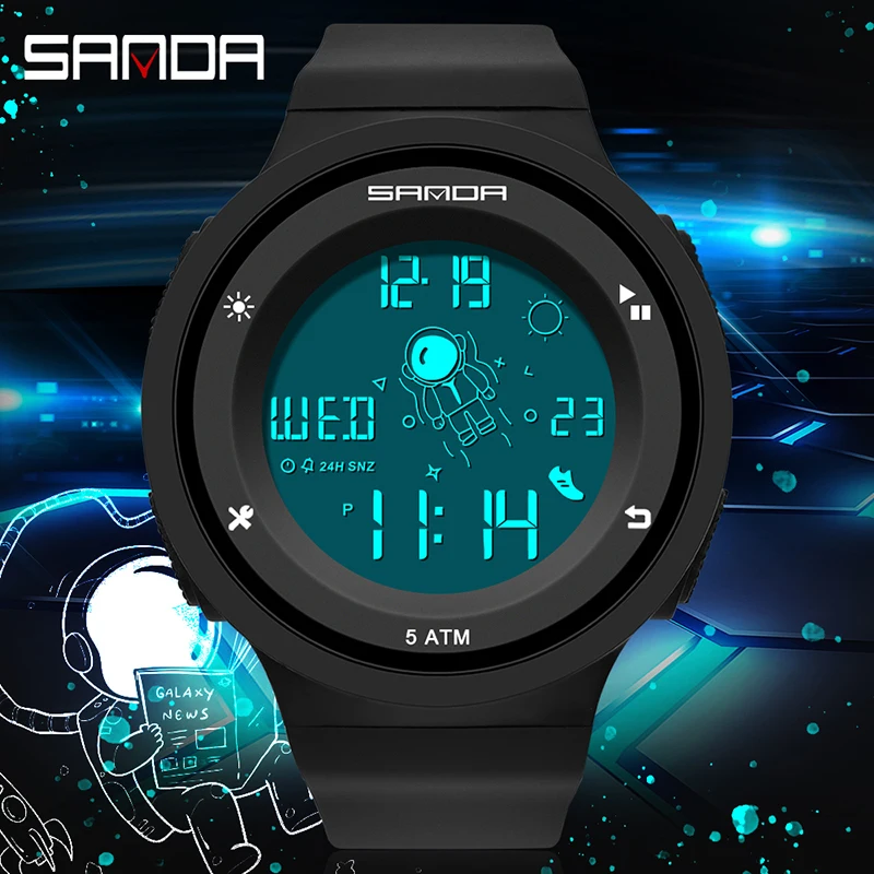 SANDA Digital Watch Men Sports Watches LED Luminous Wrist Watch Boy girl Electronic watch Waterproof Brand Student Stop watch