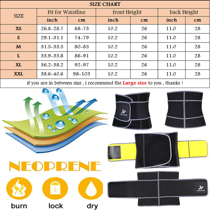 NINGMI Men Waist Trainer Slim Body Shaper Modeling Belt Sports Top Waist Cinchers Neoprene Sauna Strap Corset Slimming Shapewear