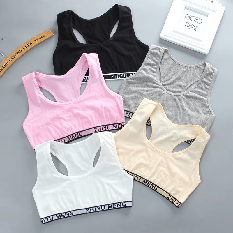 

3pcs Teen Girl Sports Bra Kids Top Camisole Underwear Young Puberty Small Training Bra For 8-16years girls training bra