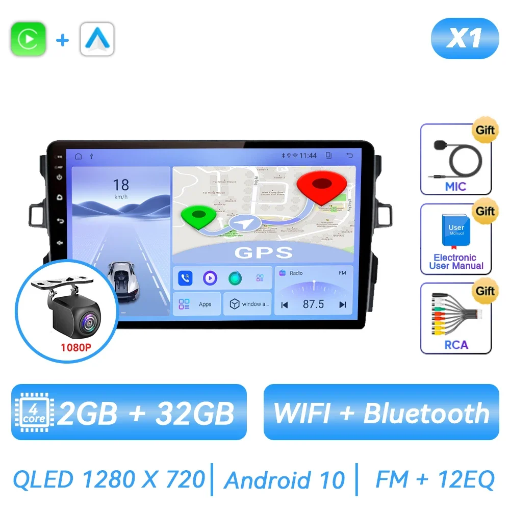 

Автомагнитола на Android для Toyota Auris E150 2006 2007 2008 2009 2010 2011 2012, мультимедийный плеер с GPS-навигацией и сенсорным экраном для Carplay, автомагнитола