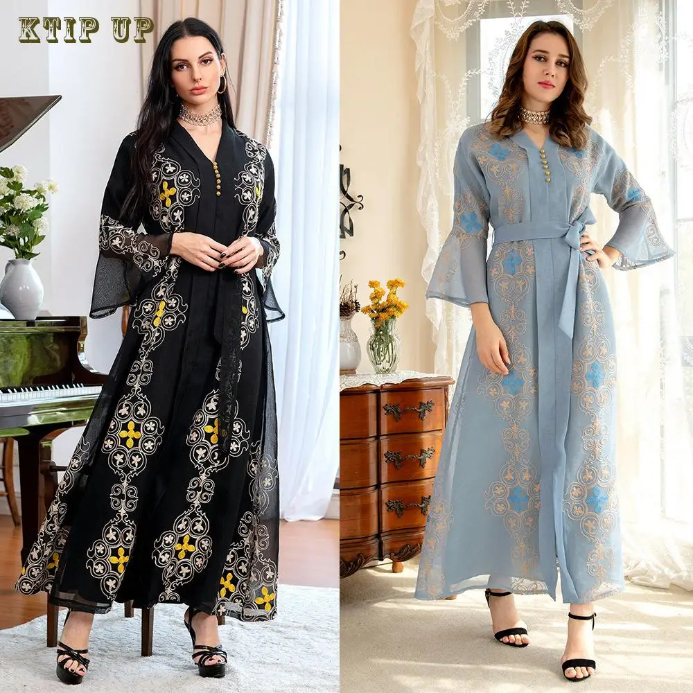 

Рамадан Abayas для женщин Дубай 2022 мусульманская Мода Jalabiya платье Caftan Marocain вечернее платье Кафтан Исламская одежда