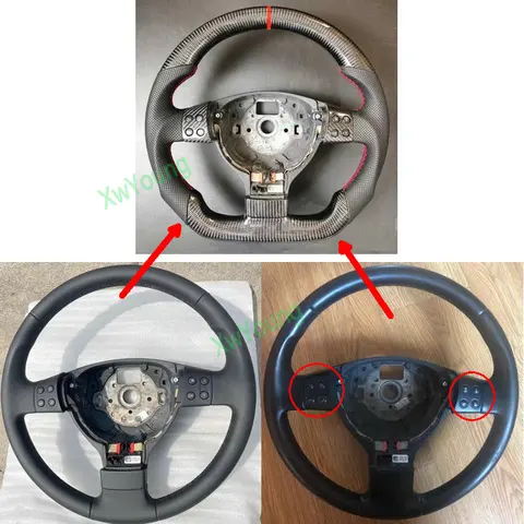 Рулевое колесо из 100% настоящего углеродного волокна с кожей для VW Volkswagen Golf 5 Mk5 GTI TSI Passat Maiteng Touran (без лопастей)