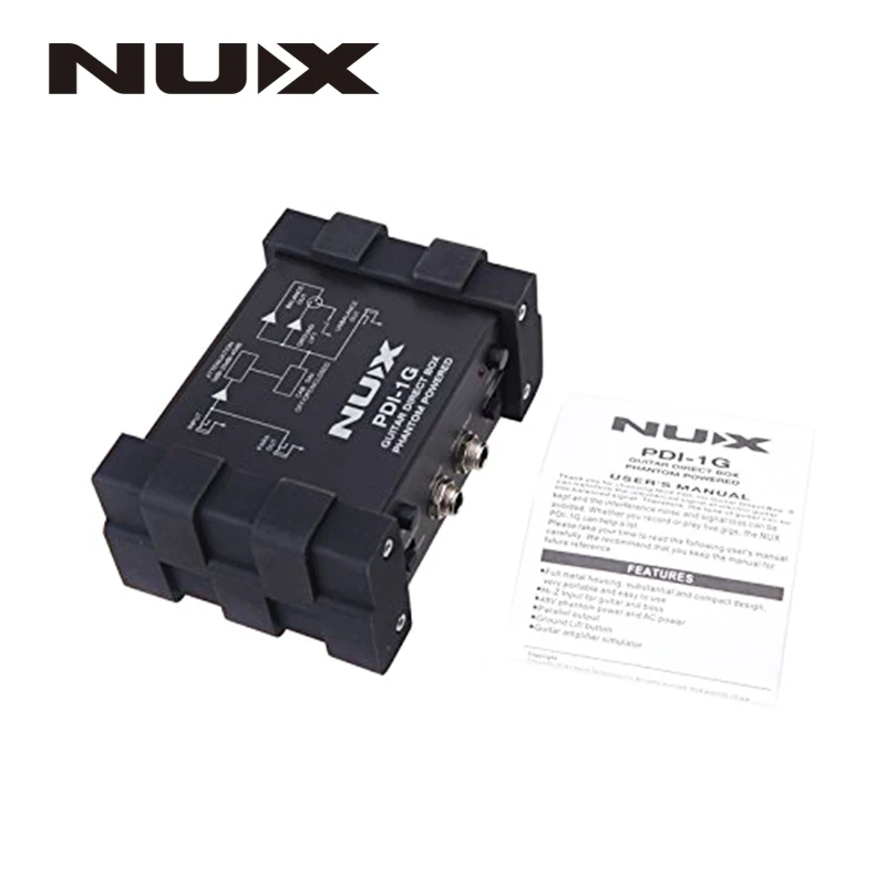 

NUX PDI-1G гитара прямая впрыск фантомное питание коробка аудио миксер Para Out компактный дизайн черный металлический корпус аксессуары для гитар...