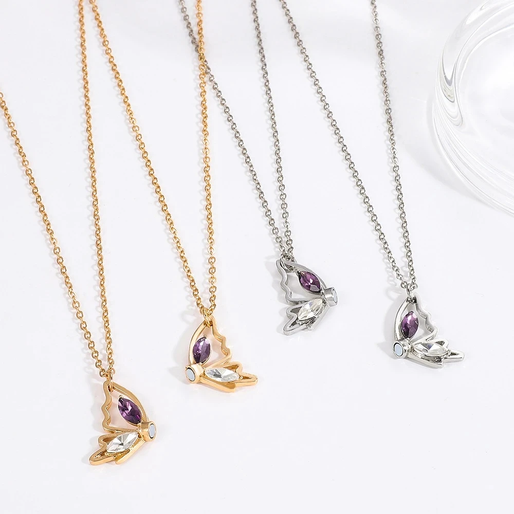 

New Magnetic Butterfly Necklace For Women Lovely Friend Couple Necklace Splice Pendant Collar Chain 2023 Wedding Engagement Gift