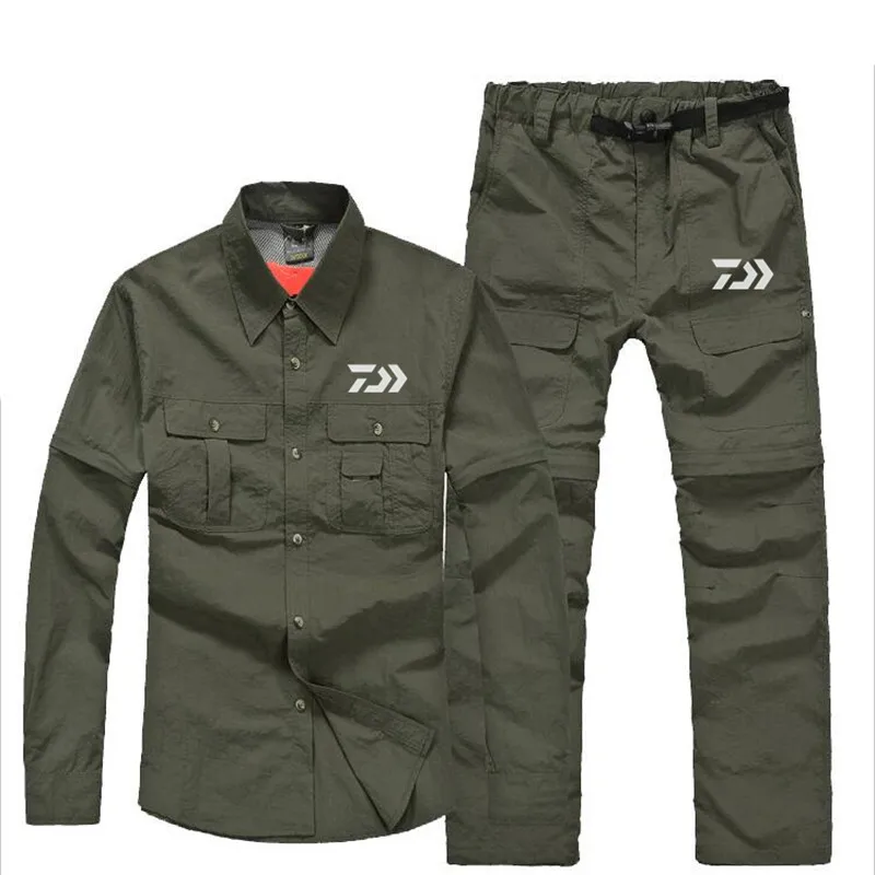 

New Summer Fishing Clothes Suit Sports Outdoor DAIWA Fishing Clothing Detachable Pants Men Breathable Anti Uv Fishing Shirts