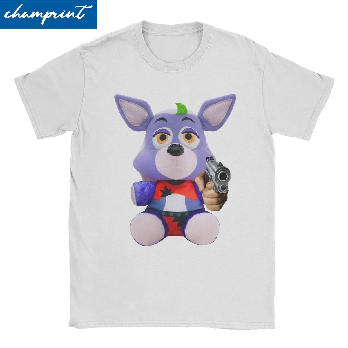Fnaf Roxanne Wolf Gun Men Women T Shirt Novelty Tees Short Sleeve Round Collar T-Shirt Pure Cotton Birthday Gift Clothes