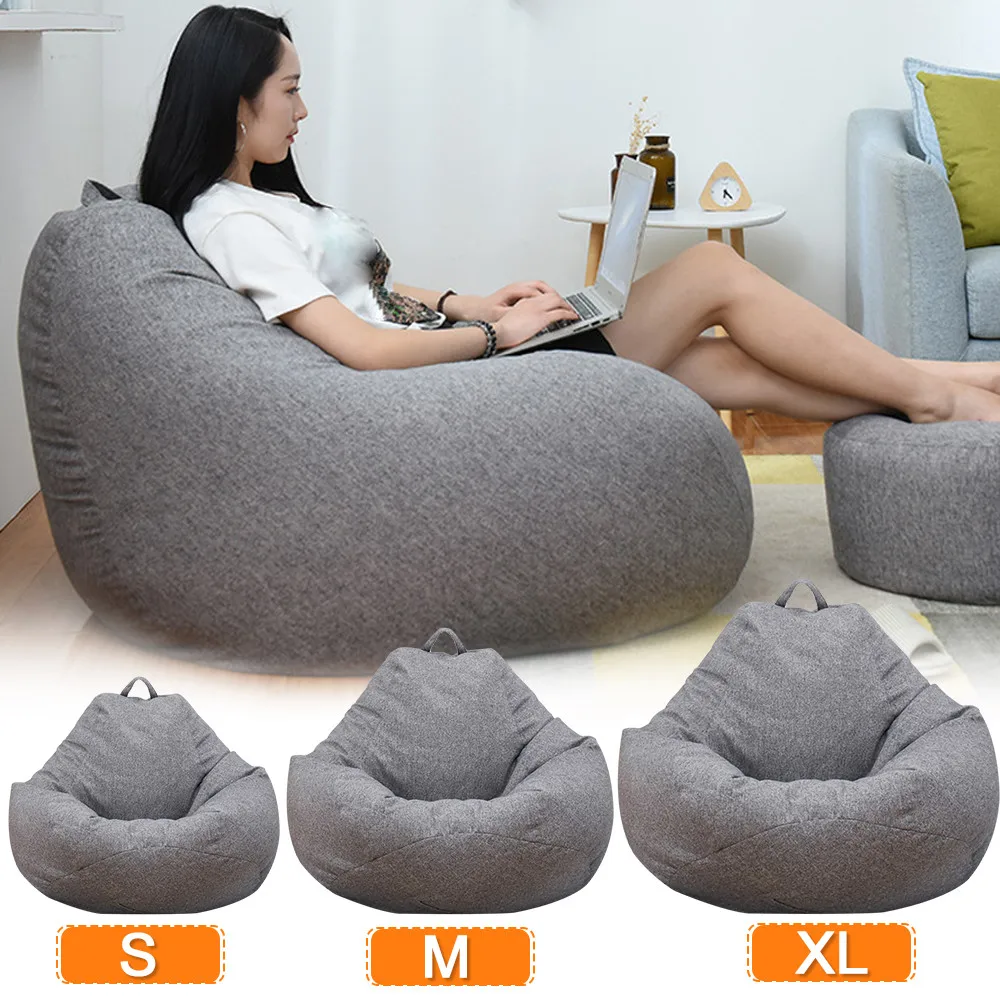 

Large Small Lazy Sofas Cover Chairs Without Filler Linen Cloth Lounger Seat Bean Bag Pouf Puff Couch Tatami Living Room