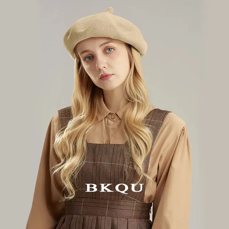 Женский вязаный берет винтажный однотонный из хлопка размер 53-61 см головы выше 2022