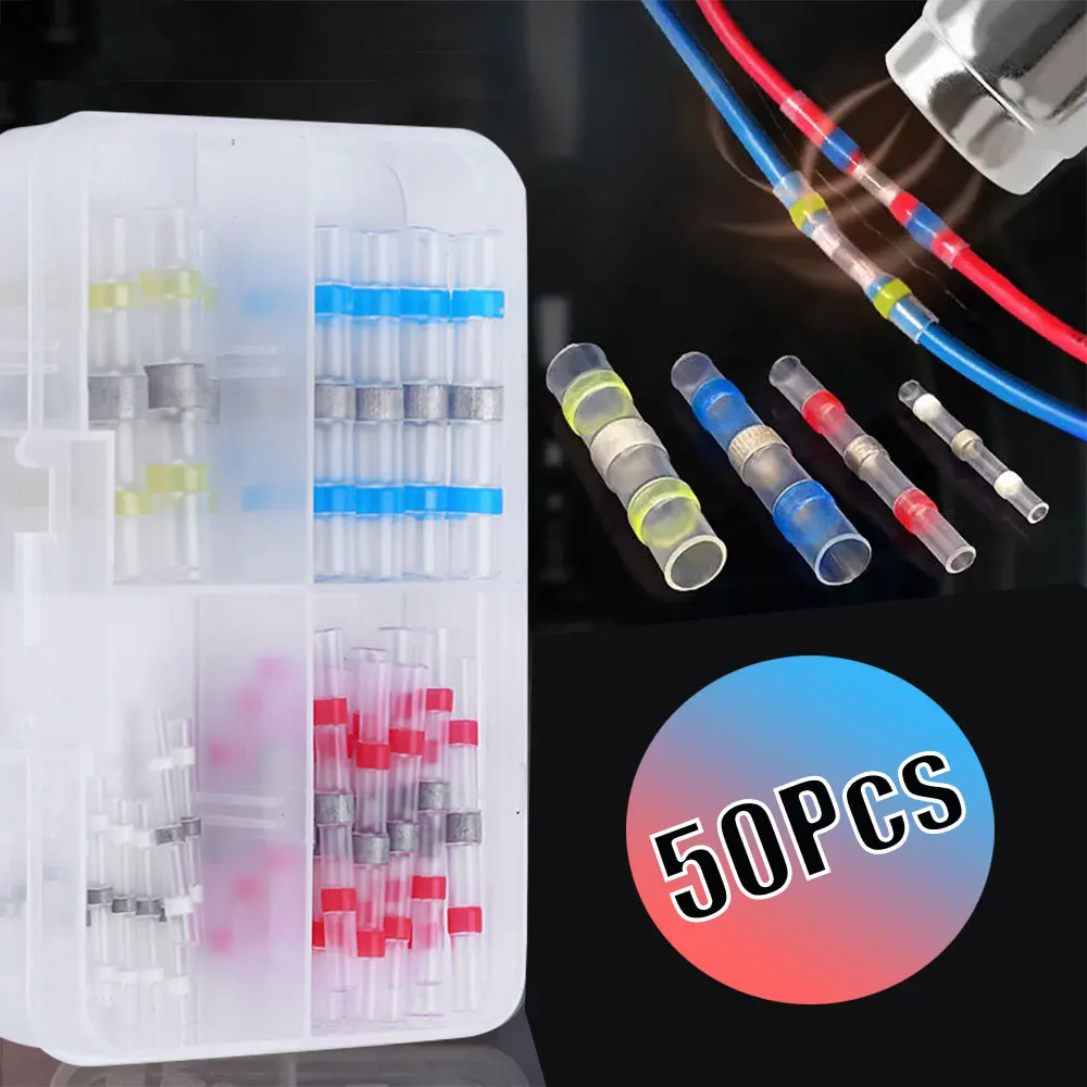 

Waterproof Solder Seal Wire Connectors Heat Shrink Butt Crimp Terminals Wire Cable Splice Electrical Copper Soldering Sleeve