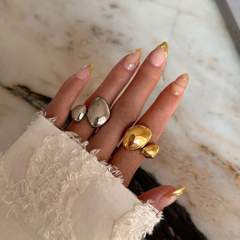 Минималистичное высококачественное регулируемое открывающееся кольцо на палец