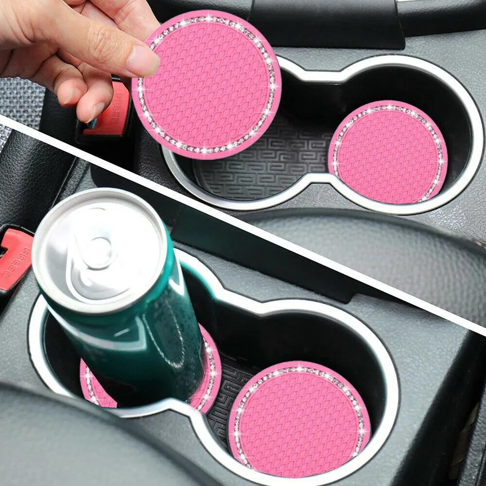 

Pad Cup Holder Mat Rhinestones 7cm Dia Accessories Anti-slip Auto Coasters