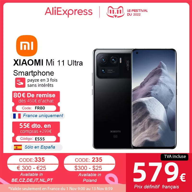 Najtaniej Globalny ROM Xiaomi Mi 11 Ultra Smartphone Snapdragon 888 Octa Core 50MP Potrójne Kamery 120Hz 2K Ekran AMOLED 5000mAh Bateria