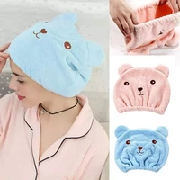 lovely cat hair drying cap towel microfiber quickly dry hair shower hat wrapped towels cartoon bathing cap bathroom accessories