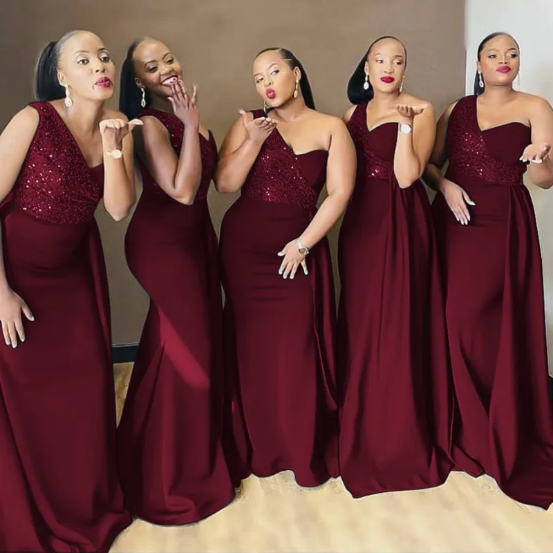 

African Maxi Dresses For Women One Shoulder Empire Robes Fashion Dashiki Sequins Splice Sexy Elegant African Dinner Party Dress