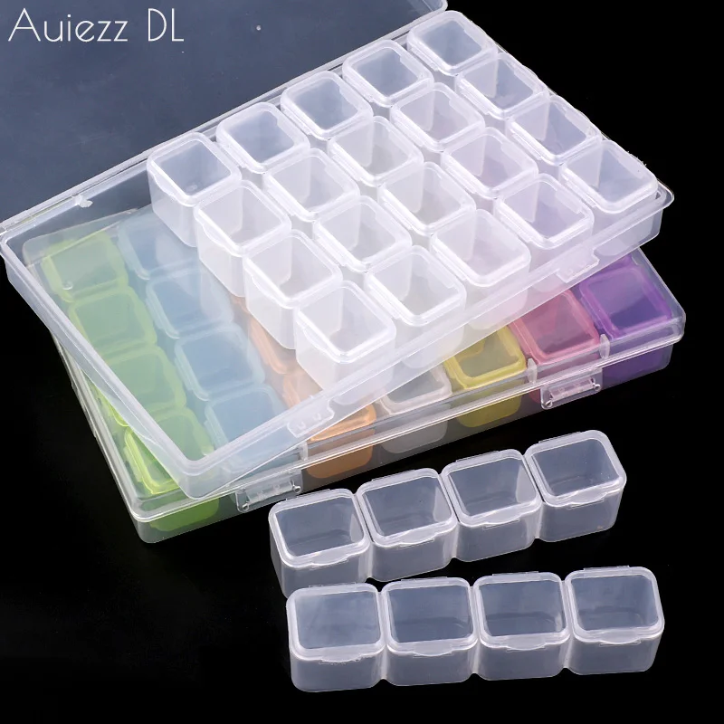 

28 ячеек пустая коробка для хранения отдельные Слоты дизайн ногтей контейнер для страз ювелирные изделия Бусины Дисплей наконечники держат...