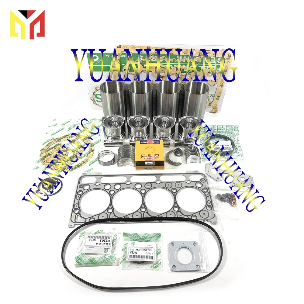 

V2003 Engine Rebuild Kit Overhual Repair Gasket Set For Kubota Excavator Tracotr Liner Sleeve Piston Ring Bearing