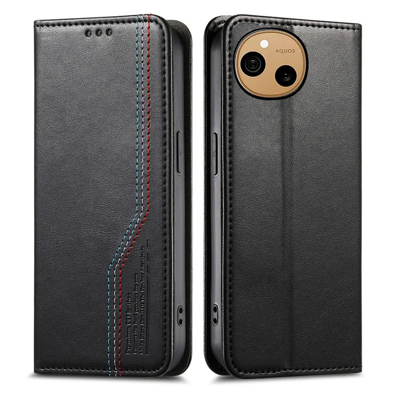 Фото Кожаный чехол-книжка Flip Suture Line для Sharp Aquos sense10, sense9, sense8, sense7 Plus, sense5G, sense6, 6S с отделением для карт и функцией кошелька №1