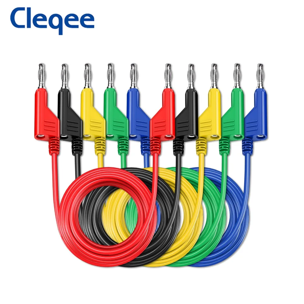 Cleqee P1036.2002 Series, 15 шт., двойная вилка типа «банан», 4 мм, комплект тестовых проводов для мультиметра с изоляционными зажимами типа «крокодил», 1000 В