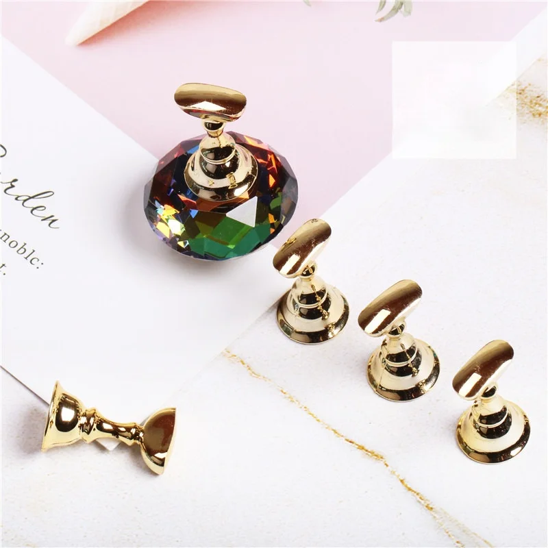

Crystal Nail Art Practice Display Stand Checkerboard False Nail Holder UV Gel Polish Showing Shelf DIY Metal Alloy