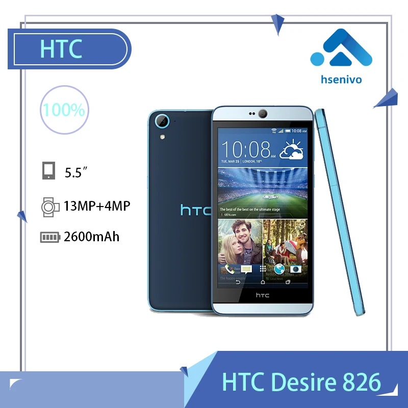 HTC Desire 826 Refurbished-Original 826W Otca Core 5.5 inch 1920*1080 Dual SIM 2GB RAM 16GB ROM Unlocked dual 13.0MP camera 4G