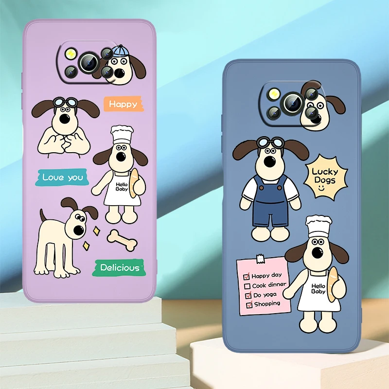 

Anime Cute Wallace Gromit Phone Case For Xiaomi POCO X3 NFC F3 GT M4 M3 M2 Pro C3 C31 X2 Mix 3 Silicone Liquid Fundas Coque Capa