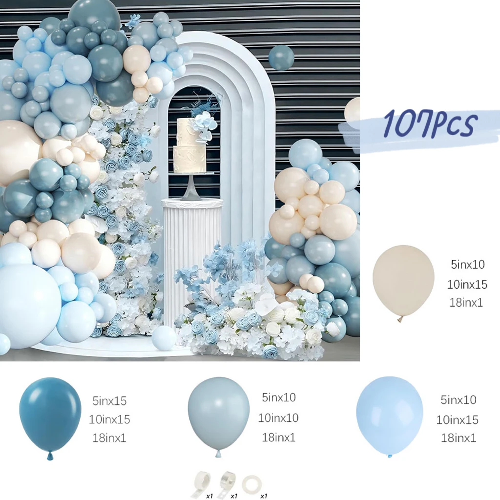 

Набор воздушных шаров пыльно-синего и белого цвета