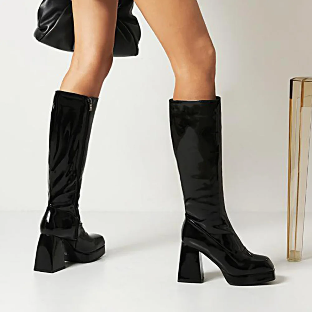 Platform Trendy Women Knee-high Boot 2022 Winter Brand New Fashion Elegant Office Lady Women Modern Boot Shoes Big Size 43