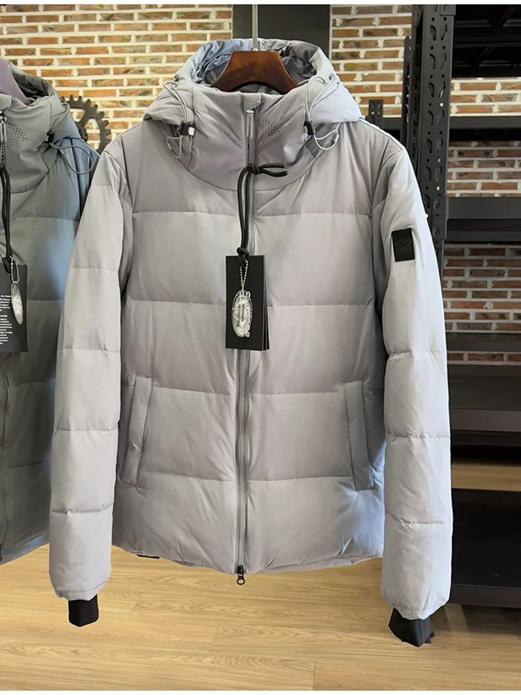

2023 Desinger Clothing Men's Duck Down Coat & Jacket Short Parkas for Male Winter Outerwear Windbreaker Hooded Grey Oversize XXL