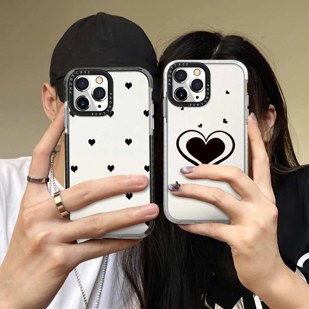 

Love Heart Phone Case for iPhone 14ProMax 14Plus 13 12 11 Pro Max Luxury Transparent Soft Silicone Back Shell Covers Fundas