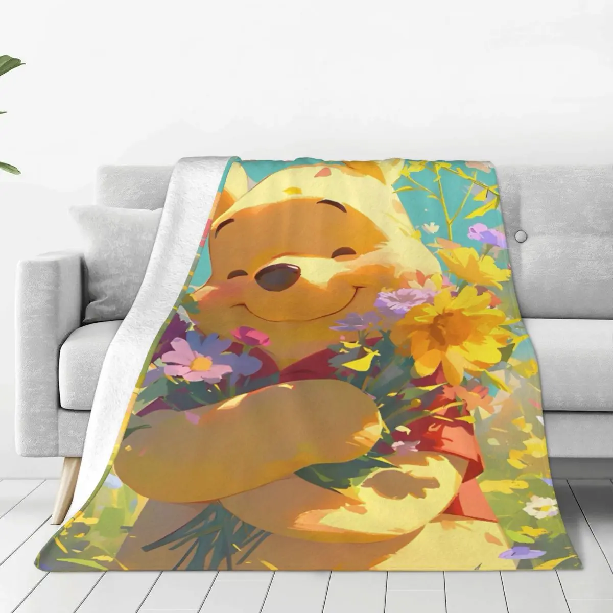 Милое фланелевое одеяло с медведем Винни-Пухом живое героями мультфильмов для