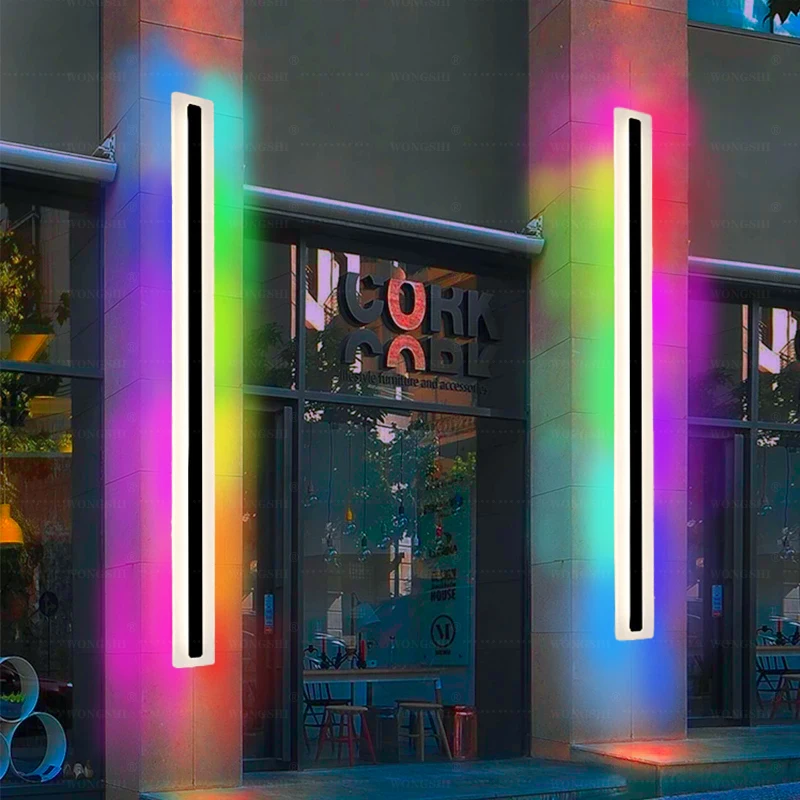 Modern Waterproof LED Long Strip Wall Lamp RGB Outdoor IP68 Aluminum Porch Garden Sconce Villa 110/220V Light Luminaire |