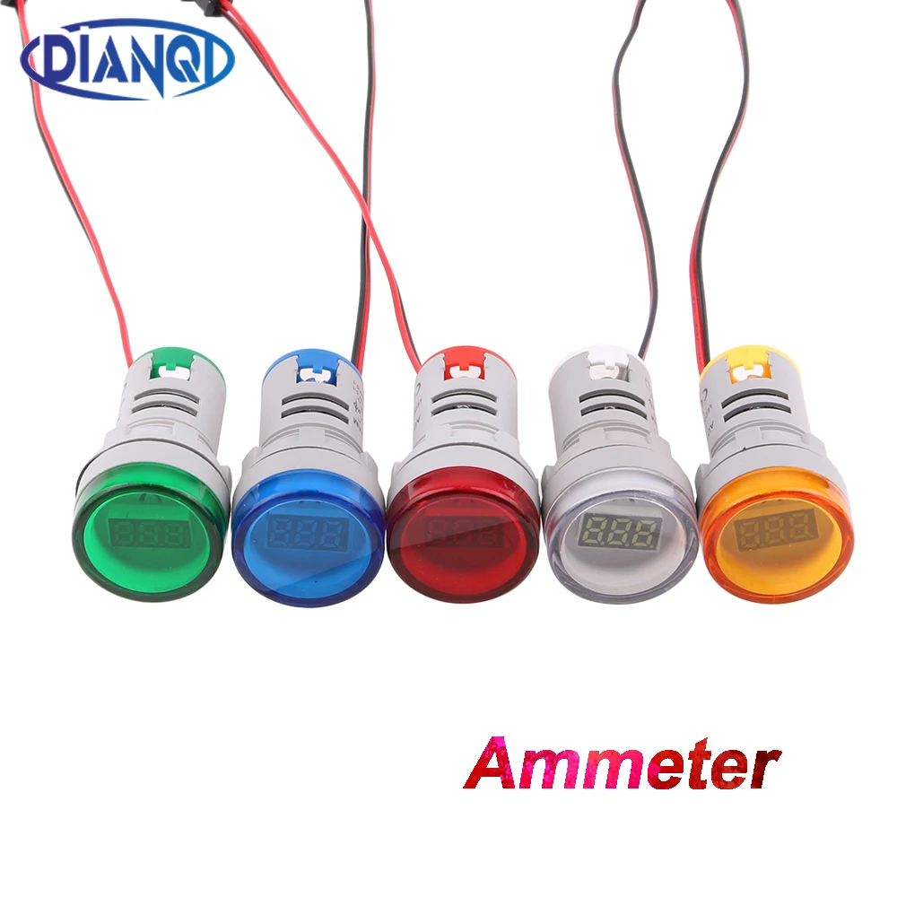 

Круглый цифровой дисплей, тестер для измерения тока и силы тока, диапазон измерения 0-100 А, красный, зеленый, белый, синий, желтый, 22 мм
