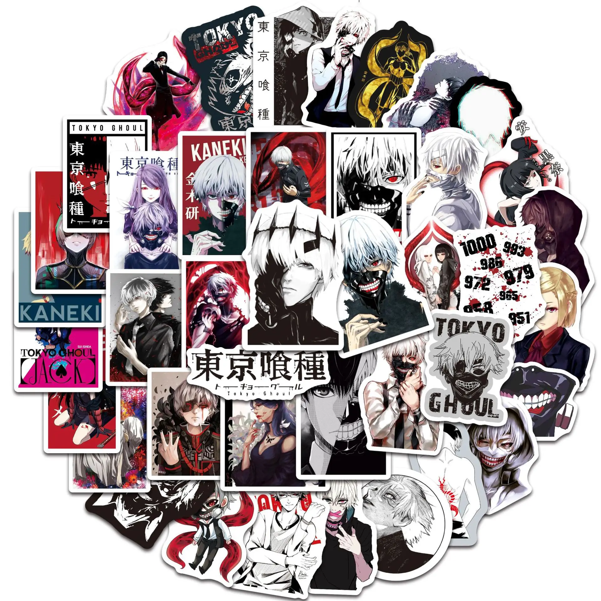 

50PC Japanese Anime Tokyo Ghoul Graffiti Cup Helmet Skateboard Notebook Pocket Computer Decorative Sticker