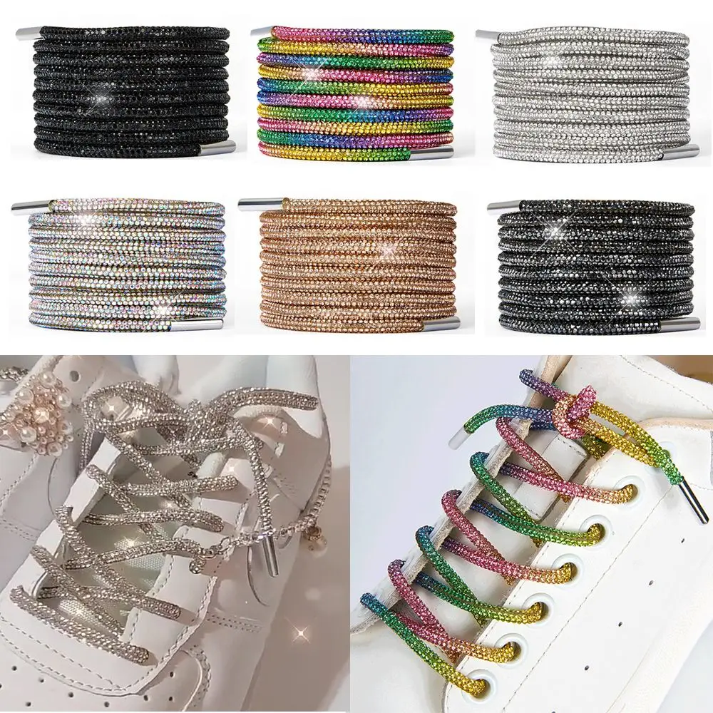 

1PC Bright Rhinestone Shoelaces Cross Braiding Strap Sneakers Laces Shoes Round Shoelace 100/120/140/160CM