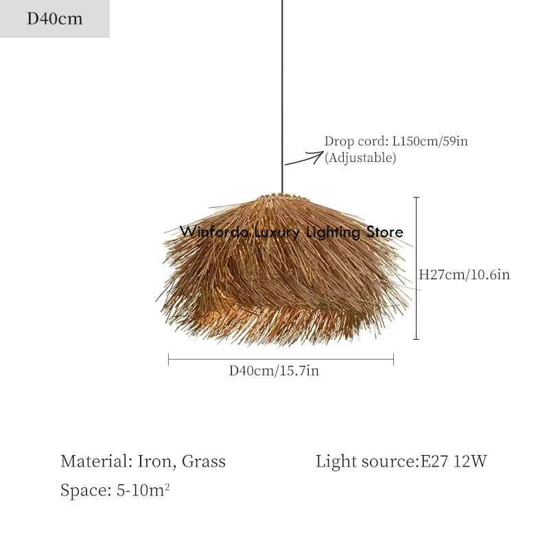 

Подвесной светильник Winfordo для гостиной из железа и травы