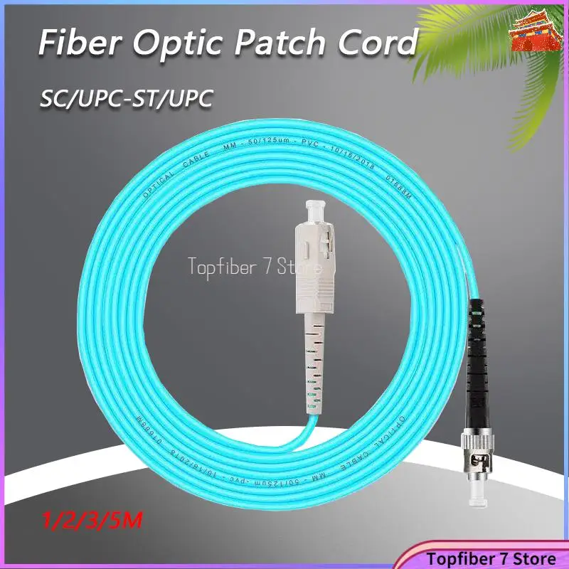 

5pcs SC/UPC-ST/UPC Simplex Fiber Optic Patch Cord OM3 10G Multimode Fiber Optic Cable PVC Jacket Can be Customized