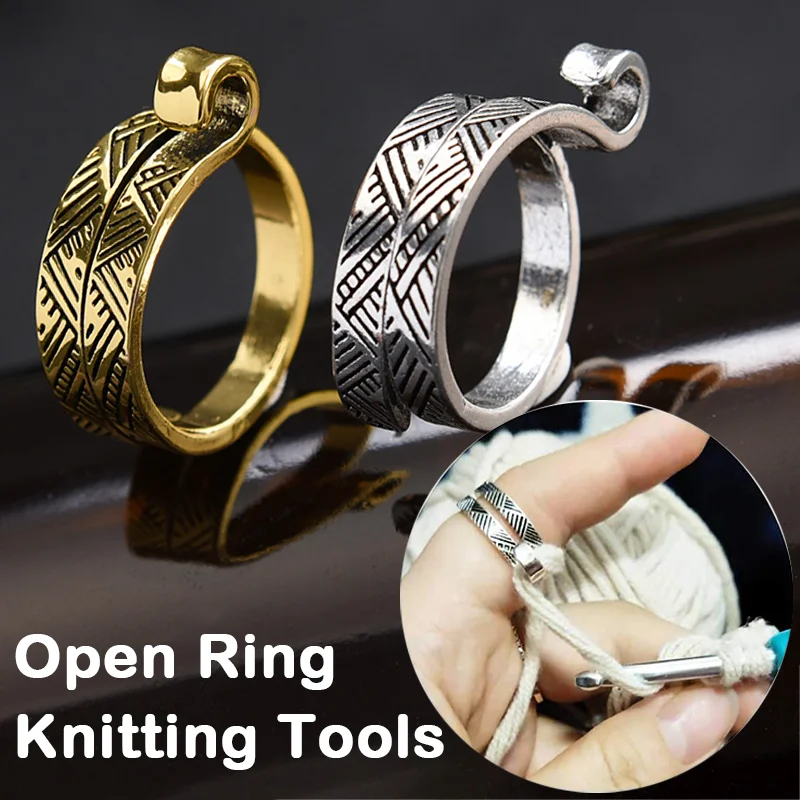 

Knitting Loop Ring Crochet Loop Knitting Tool Shape Rings Finger Wear Thimble Yarn Guides Adjustable Open Tools Sewing Accessory