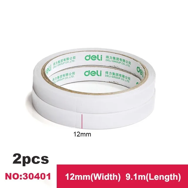 Deli двухсторонний скотч бумажный белый 9/12/18/24 мм