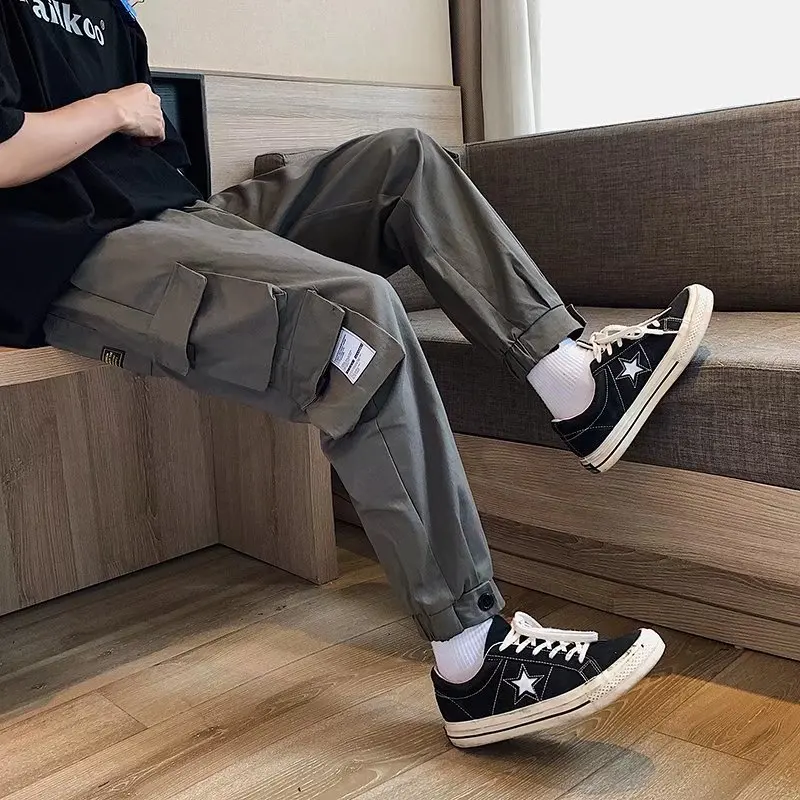 

Джинсы мужские с средней талией, артистичные Простые Модные городские трендовые брюки на осень