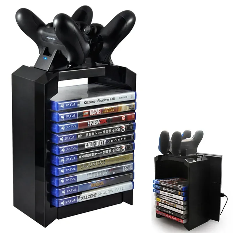 

for PlayStation 4 controller stand Game Disk Tower Vertical Charging Dock Station Game Disks Organizer for PS4 Pro Slim