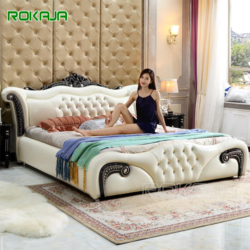 Custom King Size Leather Royal Princess Bed Set