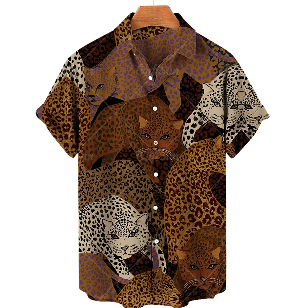 Men's Summer Hawaiian Short Sleeve Floral Shirt Cotton Oversized Printed Animal Picture Y2k Social Free Shipping Dazn Clothing