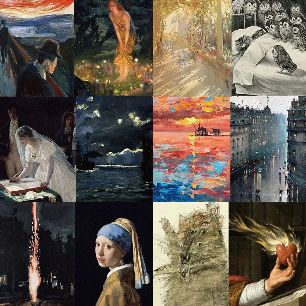 60 шт. новые всемирно известные картины наклейки для рукоделия винтажные