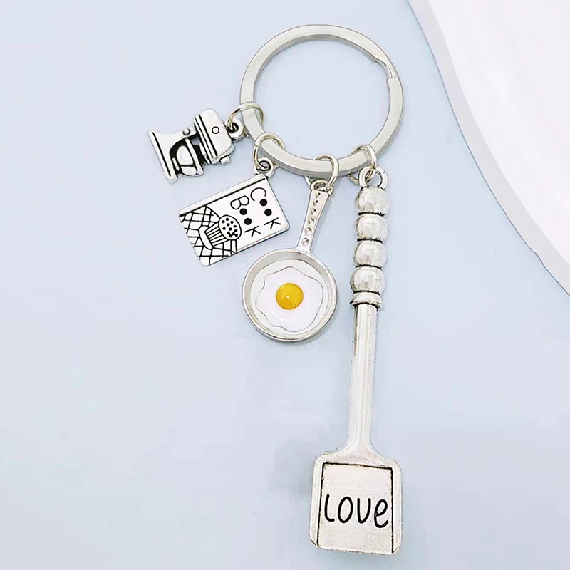 Новый брелок для готовки кольцо ключей ужина книга нож и вилка венчик блендер