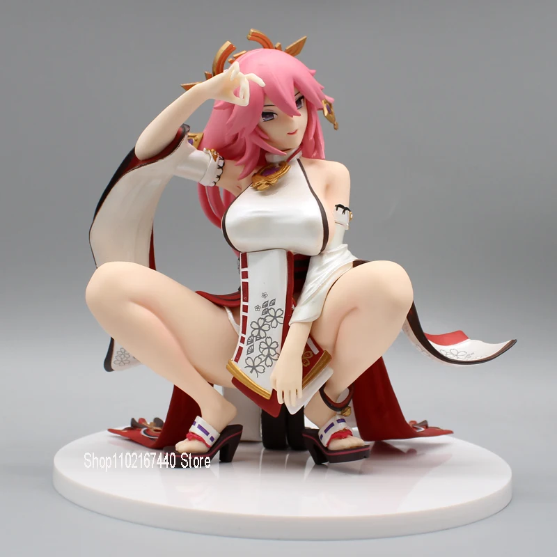 

18 см Фигурки Genshin Impact, фигурка Yae Miko, фигурка Grand Narukami, храм Miko, фигурка, приседание, аниме, ПВХ Коллекционная модель, куклы, игрушки