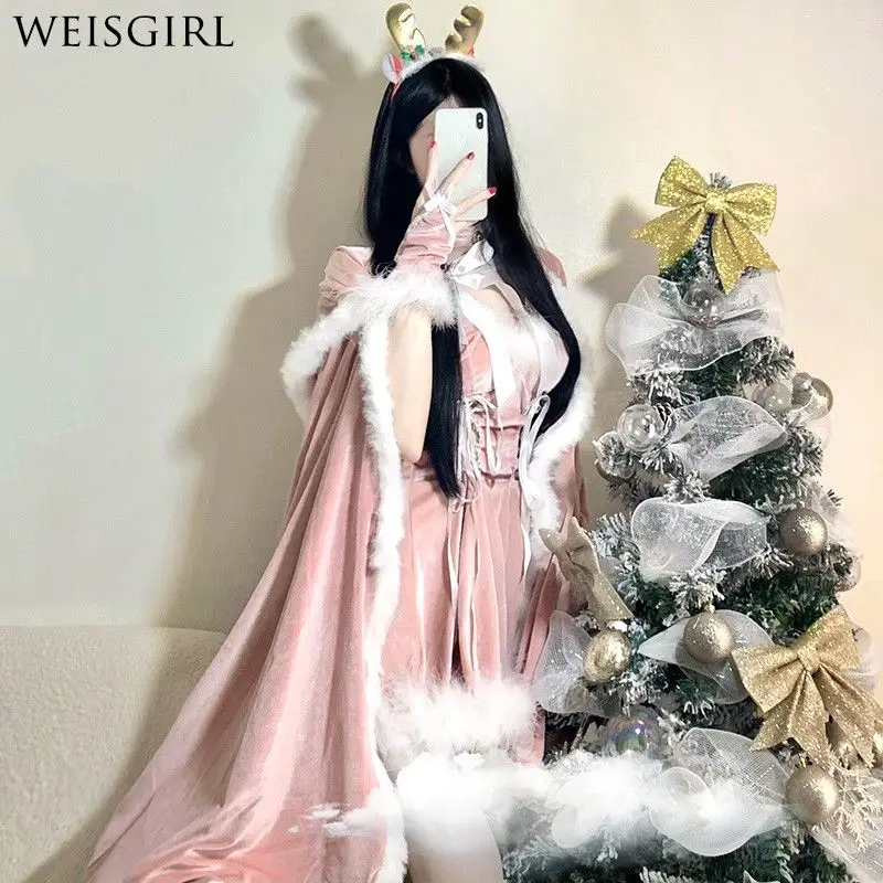 Рождественское платье розовая юбка Deerlet женское костюм розовое Desire Uniform Cos