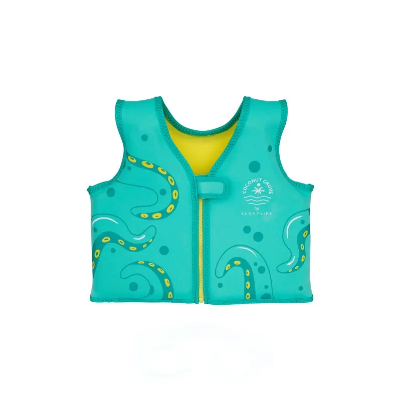 Free shipping Unisex Swim Float Vest & Goggles Set Oscar the Octopus, Green-Age 2-3 Years